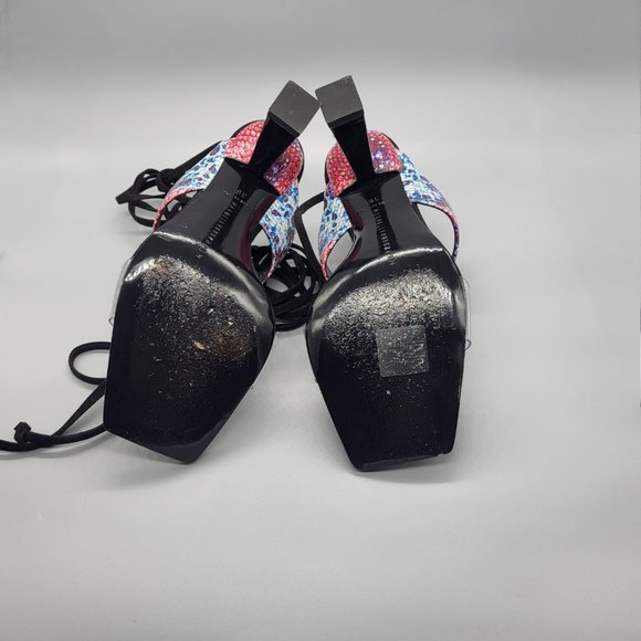 Marcell von Berlin Python Embossed Plexi Strap Lace-Up Sandals - Picture 7 of 17